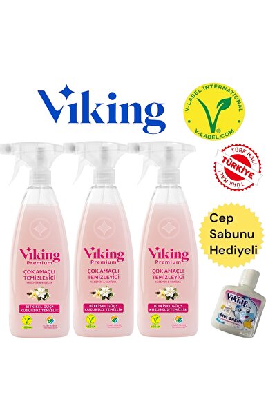 Viking Premıum Çok Amaçlı Temizleyici Yasemin & Vanilya 750 Mlx 3 Adet + Cep Sabunu Hediyeli