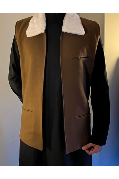 Aktham 🧥 Luxurious winter wool vest with a soft fur lining