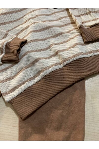 YusGos Striped Monthly Teddy Bear Baby Boy Set Brown 12-18 Months