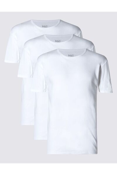 Marks & Spencer Saf Pamuklu 3'lü Kısa Kollu Atlet Seti