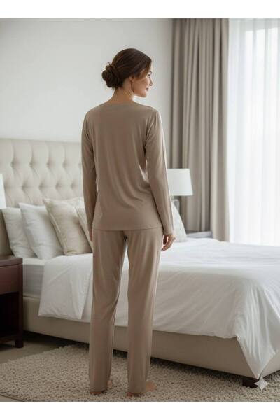 LİMİSSİ Women's Modal Fabric 100% Cotton Written Luxury Pajama Set