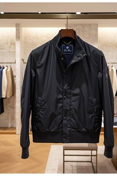 YusGos Men's Windproof and Waterproof High Quality m Transitional Snap Fastener Jacket with Knitted Detail on the Collar