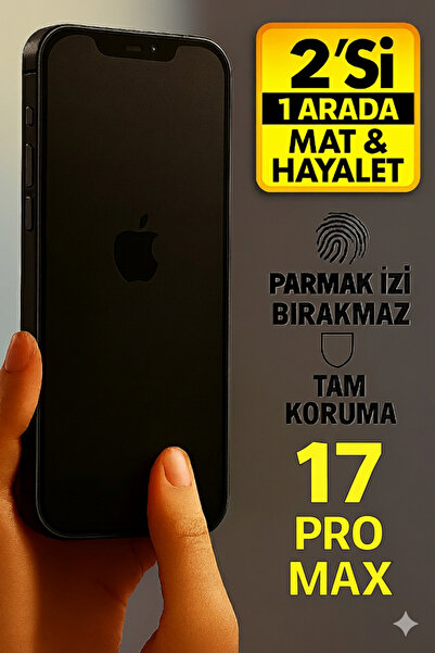 AyzTechCases 17 Pro Max Uyumlu MAT+ GİZLİLİK (HAYALET) 2’si 1 Arada Tam Kapla...
