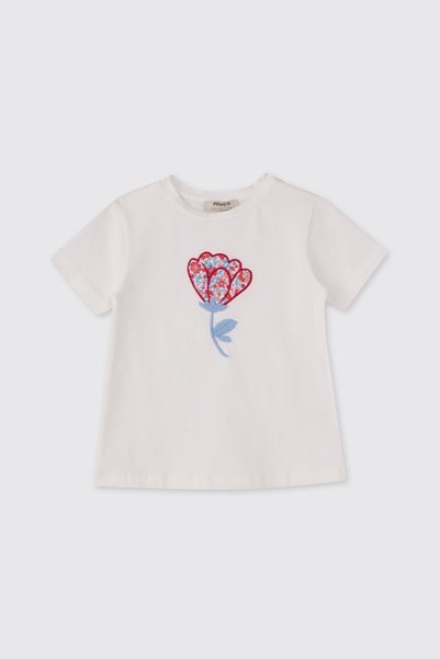 Panço Liberty Fabric Girls' Embroidered T-Shirt