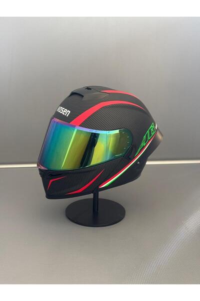 WOSEN Ws-202 Güneş Gözlüklü Çene Açılır Kask Şeffaf Vizörlü Mat Siyah - RENKLİ VİZÖRLÜ