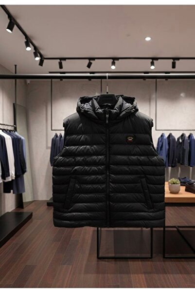 YusGos Men's Waterproof Hooded High Quality Inflatable Padded Vest with Zipper Pockets