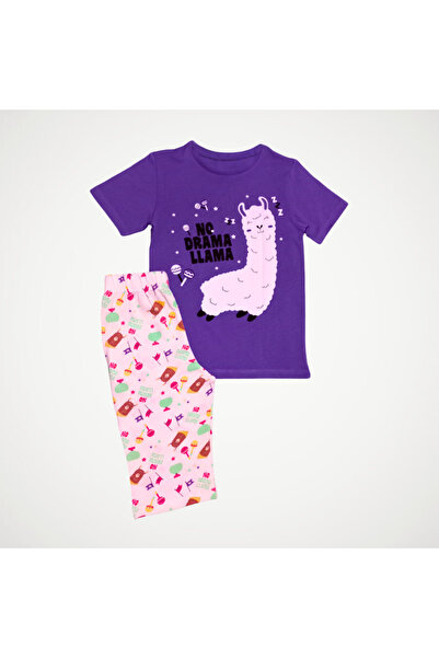 Newteam Set de pijamale pantaloni capri cu mâneci scurte cu model pentru fete