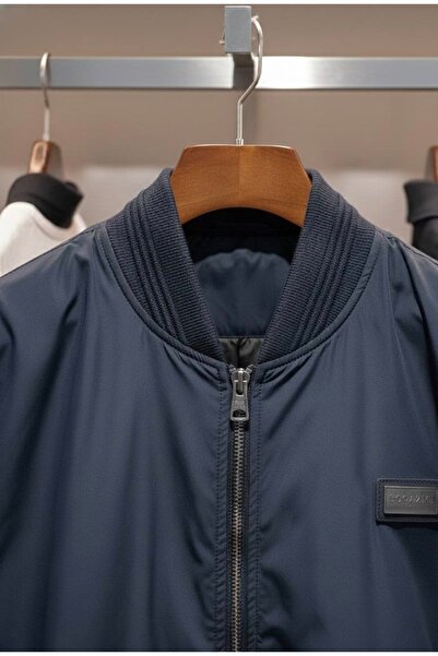 YusGos Men's Wind and Water Resistant Knitted Low Collar High Quality Transitional Zipper Coat