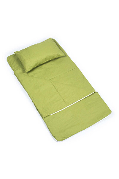NATIVO Cotton Sleeping Bag with Pillow and Zipper 140 x 75 cm - Green