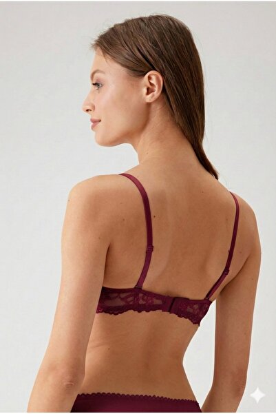 Pierre Cardin Γυναικείο σουτιέν μπορντό 6201 Milan Underwire Push Up Lace (TAK - REMOVAL STRAP)
