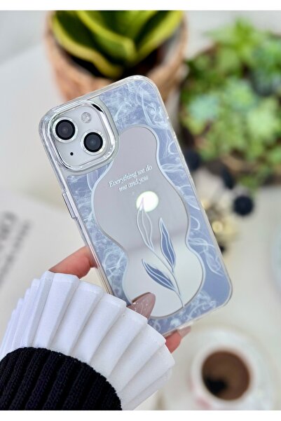 Go Aksesuar Iphone 15 - 14 - 13 Uyumlu Aynalı Yaprak Model Silikon Kılıf