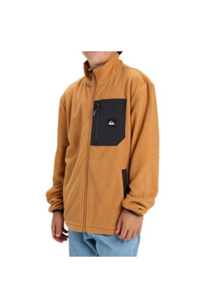 Quiksilver Ice Fields Fz Youth Boys Brown Fleece Jacket Boys' Fleece