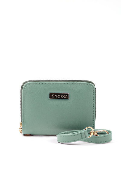 SHAKA Mint Green Shk266 Faux Leather 9 Compartment Wallet with Zipper Closure, Card Holder and Coin Compartment