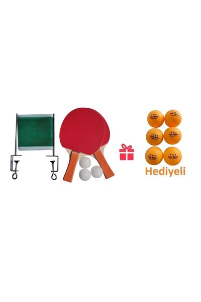 faial Masa Tenis Seti Pinpon Seti 2 Raket 3 Top File Takma Aparatları+ 6 Adet Pinpon Maç Topu