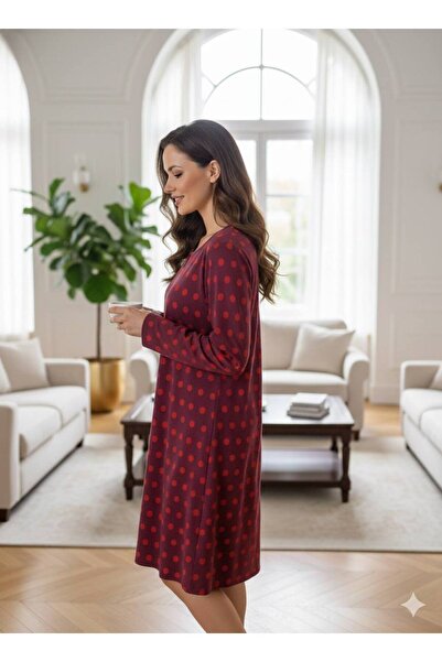 LİMİSSİ Women's 100% Cotton Modal Fabric High Quality Plus Size Home Dress