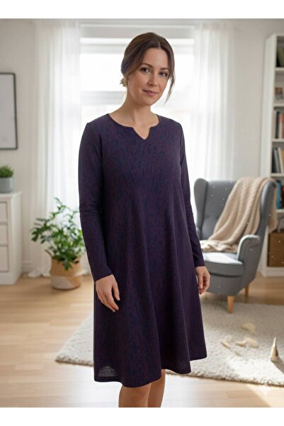 LİMİSSİ Women's 100% Cotton Modal Fabric High Quality Plus Size Home Dress