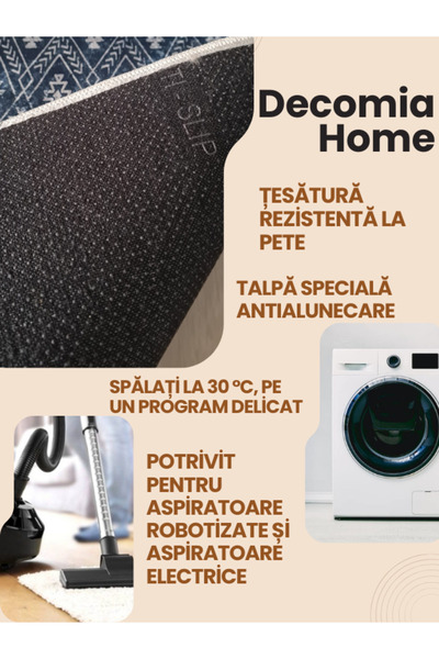 Decomia Home Covor lavabil antiderapant, cu model imprimat, prietenos cu animalele de companie, pentru sufragerie și bucătărie