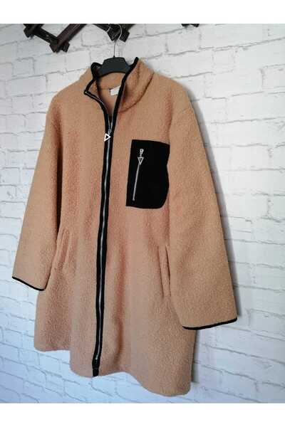 anne moda ankara Σειρά Super battal, χειμώνας, 1ης ποιότητας A MODEL, παλτό μπουκλ με ψηλό γιακά