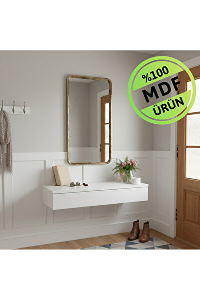 ENG AHŞAP Makyaj Masası Dresuar MDF Çekmeceli Duvara Montajlı Dolap