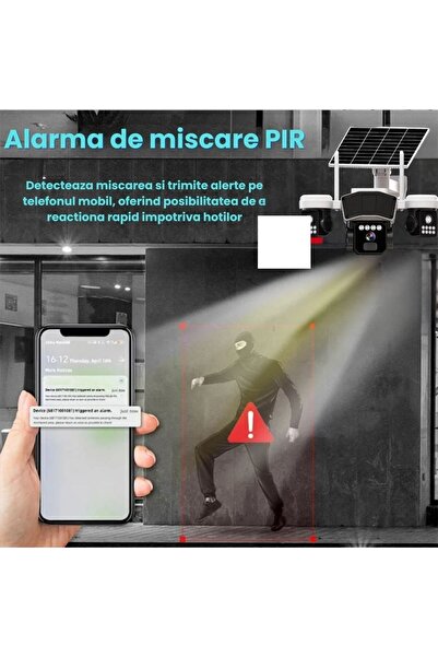 OEM Cameră 4G Solară 3-în-1 CLAUSTEEL – 3 Lentile, IP66, 16000mAh + Card 128GB + SIM