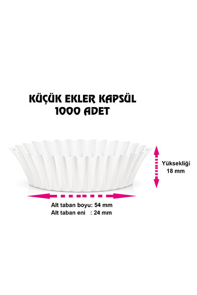 GenelTedarik Küçük Boy Ekler Kapsülü Beyaz 24x54x18 mm 1000 Adet Sunumluk, Ek...