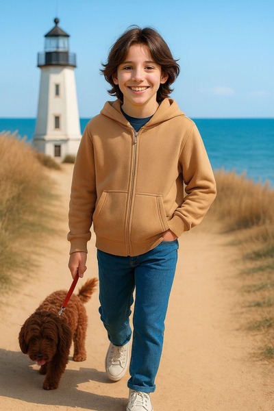 Cloise Unisex Children's Three-thread Rose Gold Camel Cardigan