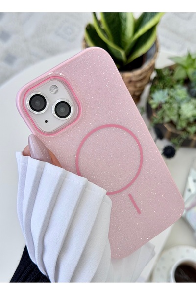 Go Aksesuar Iphone 15 - 14 -13 Uyumlu Glitter MAGSAFE Özellikli Darbe Önleyici Koruyucu Kılıf