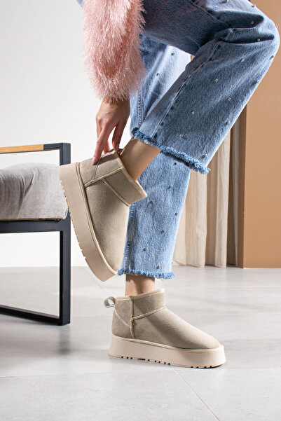 DUXAL SHOES Mini Suede Sheepskin Thick Sole Women's Boots