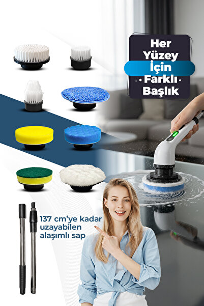 HOT POWER 9-in-1 Elektrikli Temizleme Fırçası Elektrikli Sıkma Temizleme Scru...