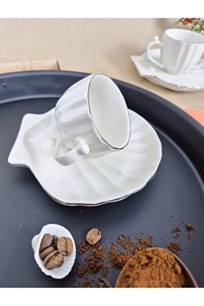 Elta Collection 2-Person Porcelain Turkish Coffee Cup Set – Oyster Patterned ...