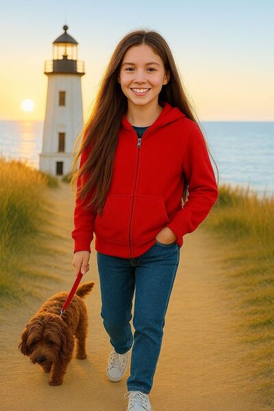 Cloise Unisex Children's Three-thread Rose Red Cardigan