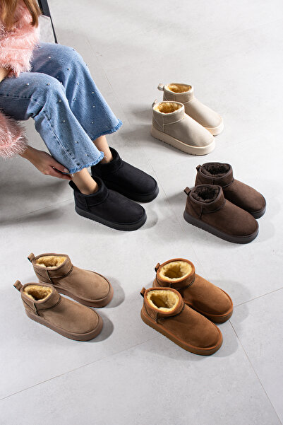 DUXAL SHOES Mini Suede Sheepskin Thick Sole Women's Boots