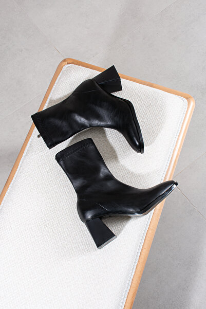 DUXAL SHOES Stretch Ankle Mid-Calf Block Heel Boots