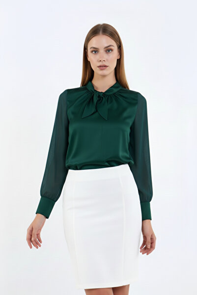 Volanlı Saten Bluz