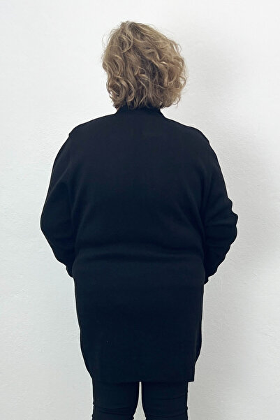 Mia Butik Women's Black Small Pearl Detailed Cardigan