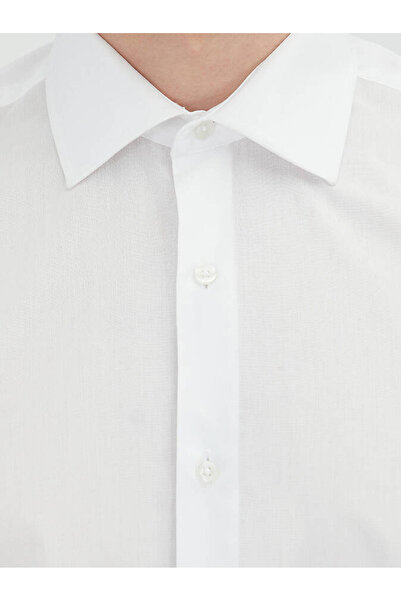 Kip White Regular Fit Woven Classic Cotton Blended Shirt