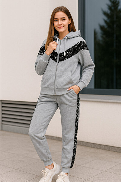OEM Women's grey tracksuit with sequins, size M