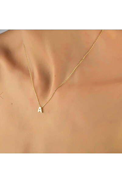 naaksesuar Harf Kolye Çelik Gold Renkli