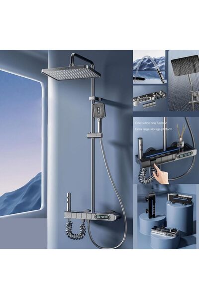 OEM Lux Black Shower Set - With Digital Display and 360 Rotation Thermostatic Function