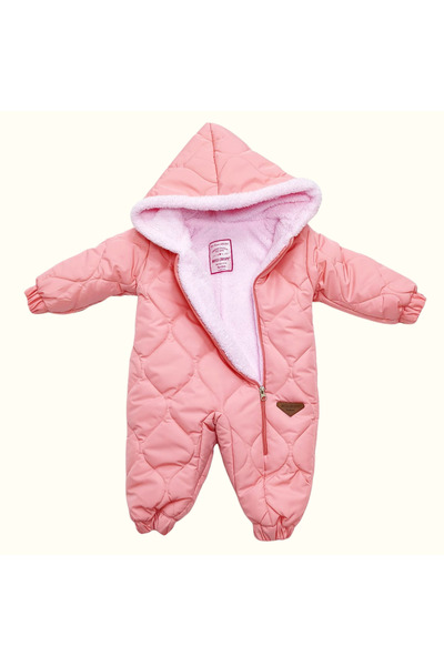 MİSS CRISPY بدلة شتوية مبطنة للأطفال مع قلنسوة / بدلة ثلجية ضيقة بسحاب