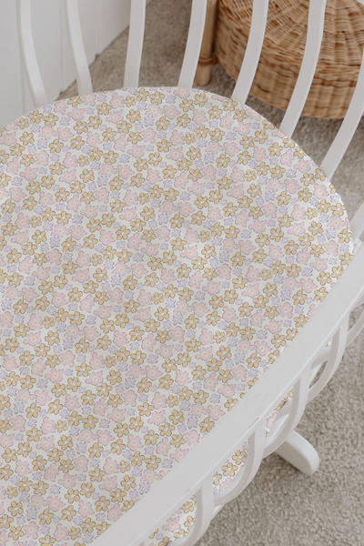 Messido 100% Cotton Poplin Baby Crib Bedding Set 80X120 cm - Pastel Spring Flowers