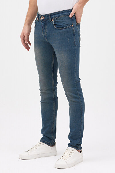 jean black Μπλε καφέ Ανδρικό τζιν Skinny Fit Τζιν φιμέ στενά νύχια