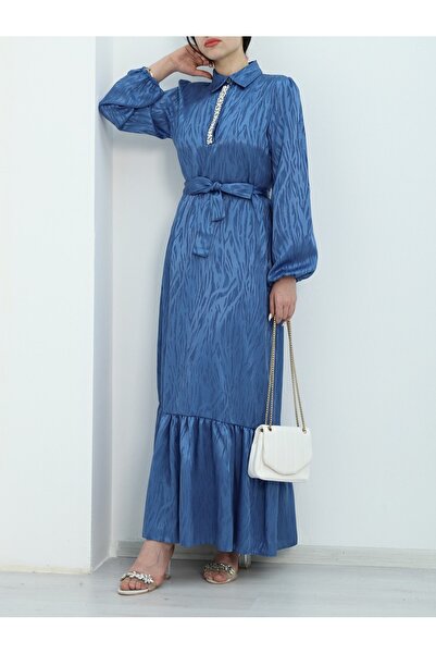 HİJABAYA Сукня з частинними спідницями та гумовими рукавами з каменями