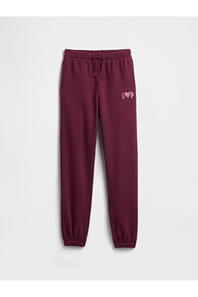 GAP Kız Çocuk Bordo Relaxed Logo Jogger Eşofman Altı