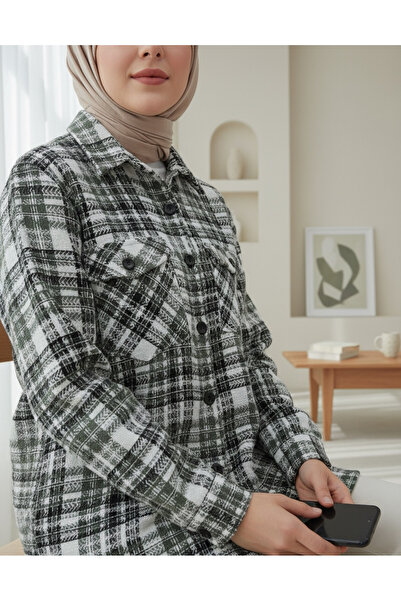 Modamorfo Kapaklı Cepli Tüvit Gömlek -Haki