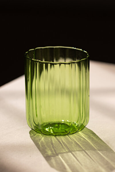 Rakle Flower Handmade Self-Colored Set of 2 Water Glasses Green 450 Cc