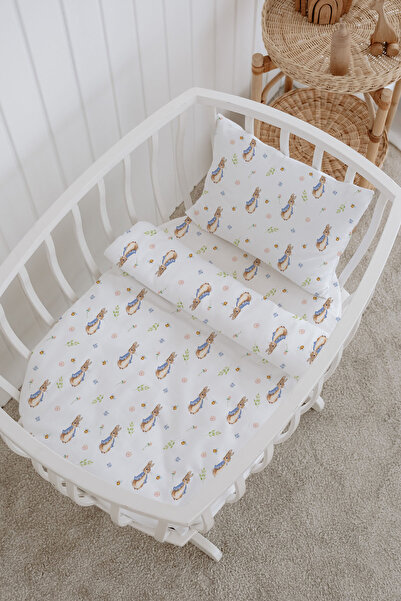 Messido 100% Cotton Poplin Baby Crib Bedding Set 80X120 cm - Cute Rabbit