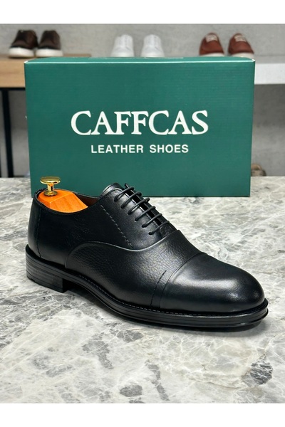 Caffcas Hakiki Deri Siyah El Yapımı Klasik Erkek Ayakkabı 10072-71