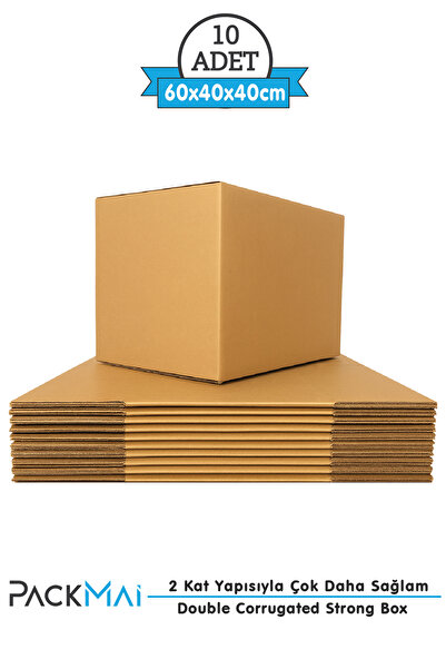 PackMai 60x40x40 1.kalite 10 Adet Koli-kutu 6mm Kalınlık Çift Oluk