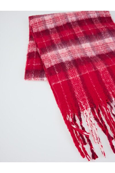 Jimmy Key Κόκκινο καρό κασκόλ με λεπτομέρεια με φούντα